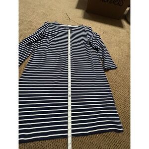 SALE JCrew Large Women Navy Blue White Stripe Casual Nautical Comfy Sheath Dress